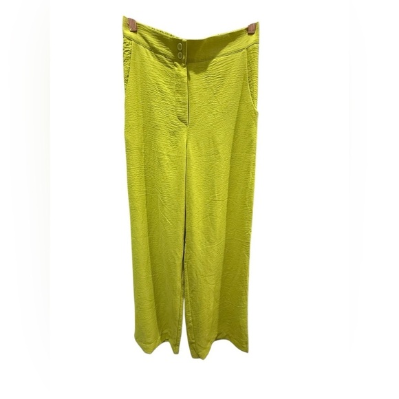 Aldo Martins Chartreuse Wide Leg Pants Size S - Picture 3 of 7